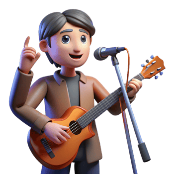 dramatic modern Portrait of a passionate musician with an instrument, spotlight lighting, concert photography style 4K png