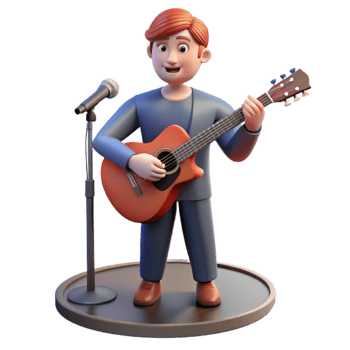 magnificent rustic Portrait of a passionate musician with an instrument, spotlight lighting, concert photography style 4K png