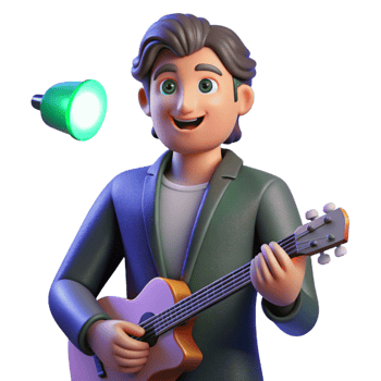 vibrant classic Portrait of a passionate musician with an instrument, spotlight lighting, concert photography style high quality png