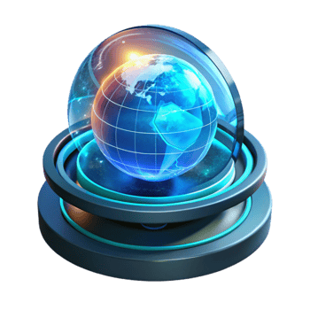wonderful abstract A futuristic, holographic display showing a rotating Earth with real-time data visualizations, illuminated by a cool blue light, in a global data visualization style exclusive png