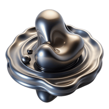 serene modern A dynamic flow of liquid mercury, forming abstract shapes and ripples, with realistic reflections and a dark, moody atmosphere professional png