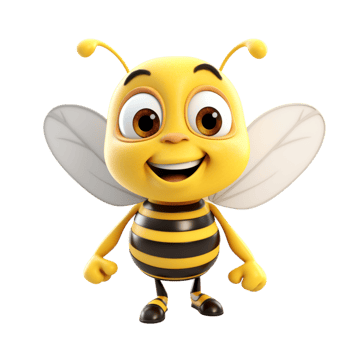 Cute cartoon bee a smiling face tiny white wings png