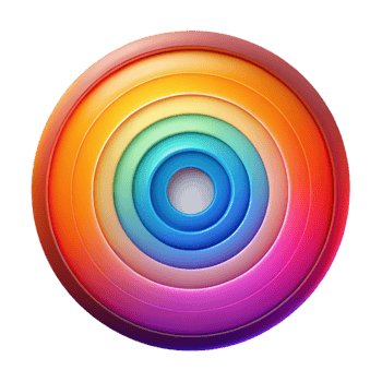 impressive classic A series of concentric circles, radiating outwards in a vibrant, spectral color scheme, illuminated by a pulsating, strobe light, op art style original png