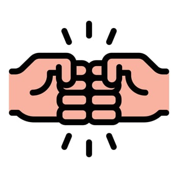 Fist bump icon in flat line style representing friendship teamwork and support ideal for unity collaboration and encouragement concepts. vector