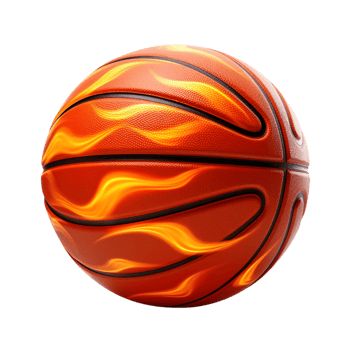 Bright orange basketball black curved lines a textured surface png