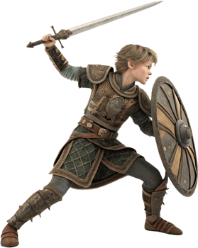 Dominant Celtic warrior claiming victory in battle. . png