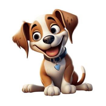 Happy brown white puppy bright eyes a wagging tail png