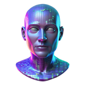 wonderful abstract A holographic projection of a human face, glitching and distorting, binary code streaming across its surface. Cyberpunk style, neon lighting original png