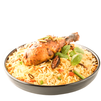Delicious Chicken Biryani in a Black Bowl Aromatic Indian Cuisine png