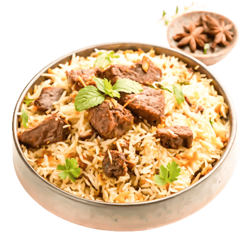 Delicious Mutton Biryani in a Bowl Aromatic Indian Rice Dish png