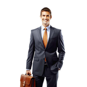 Confident Businessman Portrait Smiling Holding Briefcase Wearing Suit png