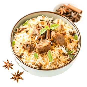 Delicious Mutton Biryani in Bowl, Aromatic Spices, Indian Cuisine Food Photography png