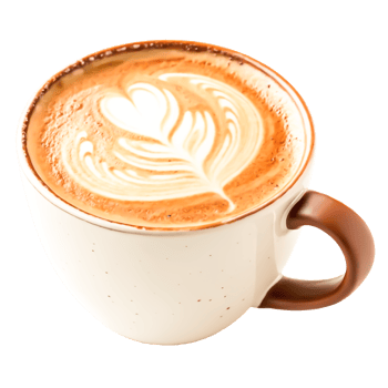 Delicious Latte Art Creamy Coffee in Speckled Mug, Isolated on White png