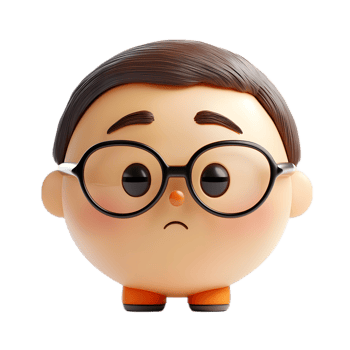 Smiling Cartoon Boy Emoji with Glasses and Cheerful Expression png