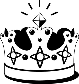A glyph style illustration of sparkling jewel crown vector