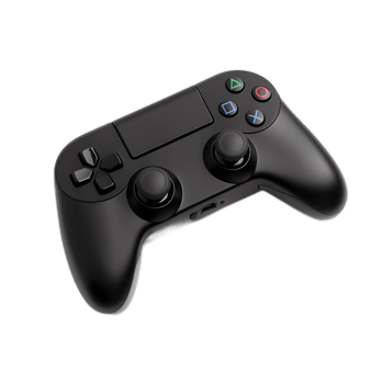 Black Wireless Gaming Controller with Colored Buttons on White Background png