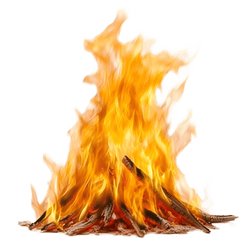 Roaring Flames of Intense Fire Eruption with Fiery Glow and Sparks png