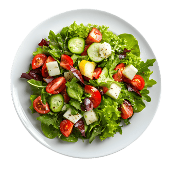 Fresh and Vibrant Salad on White Plate with Assorted Vegetables png