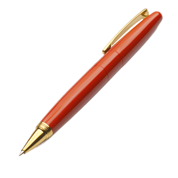 Elegant red and gold metallic ballpoint pen on white background png