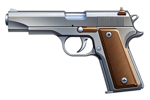 Modern black handgun with textured grip on Transparent background for educational and design use png