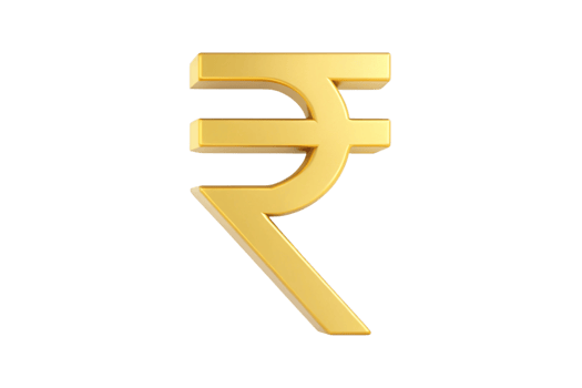 Elegant 3D Illustration of Rupee Currency Sign in Metallic Silver png