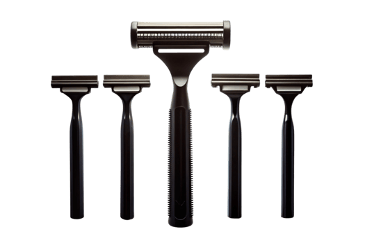 Collection of sleek razors arranged in various orientations png