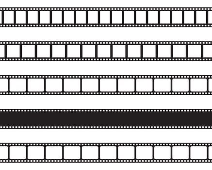 Set film strips finish. End of film. Vintage cinema and photo tape. Retro film strips. Right angles of the frame. Isolated elements. vector