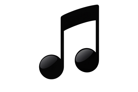 Stylish musical note representation in format over a plain white surface png