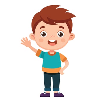 Cute Boy Waving Hand Cartoon Illustration vector