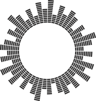 Sound circular equalizer. Radial audio music icon. Round abstract graphic of voice and echo. Frequency geometric bar. png