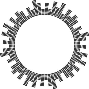 Sound music circular equalizer. Radial audio sound. Round abstract graphic of voice and echo. Frequency geometric bar. png