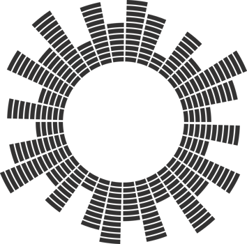 Sound music circular equalizer. Radial audio sound icon. Round graphic of voice and echo. Frequency geometric bar png