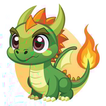 Adorable Cartoon Baby Dragon with Flaming Breath vector
