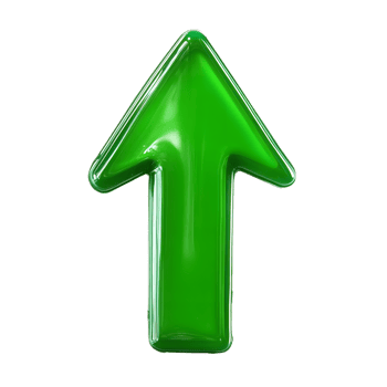 Green 3D Translucent Arrow Pointing Upwards on White Background png