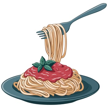 Spaghetti with fork vector