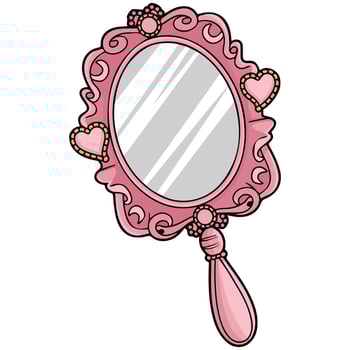 Vintage pink hand mirror vector
