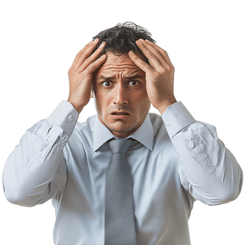 Frustrated businessman isolated on transparent background png