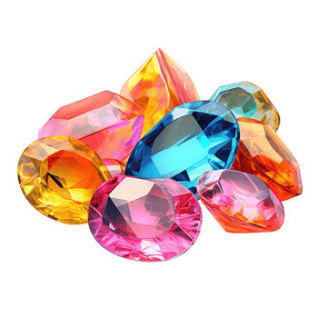 Sparkling gemstones in varied shapes and sizes png