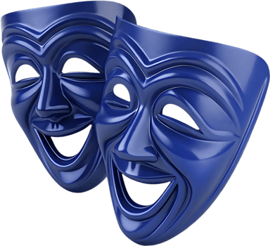 Emotional comedy mask clipart for acting and dramatic performances. . png