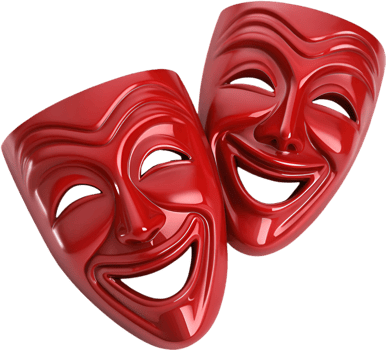 Playful mask designs for comedy and joyful theatrical shows. . png