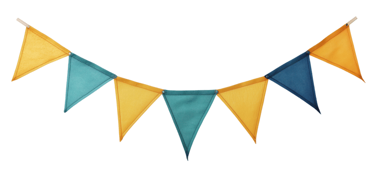 Bunting with Blue and Green Flags png