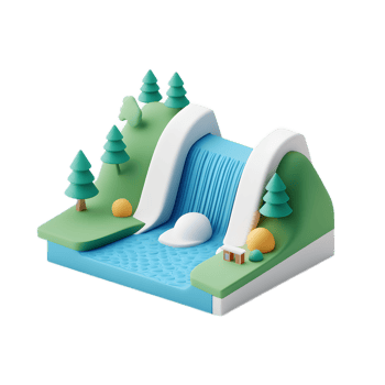Stunning Hydropower Dam Waterfall Icon in Serene Landscape png