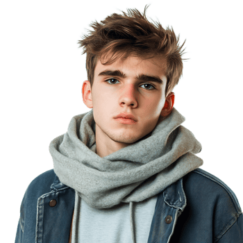 Handsome Young Man in Casual Attire Stands Thoughtfully in Urban City Setting png