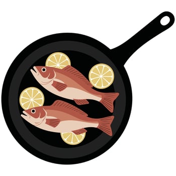 Fish in a pan vector