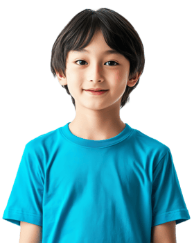 Cheerful Young Boy with Warm Smile Looking Directly at on White Background png