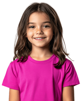 Cheerful Young Girl with Bright Smile in Casual Attire Posing Against White Background png