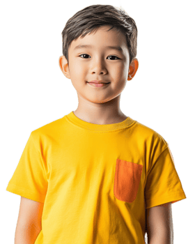 Cheerful Young Boy in Yellow Shirt with Warm Smile on White Background png