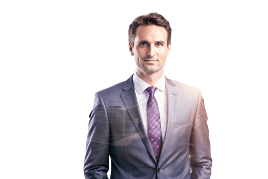 Portrait of a Confident Businessman in a Gray Suit and Purple Tie, Modern Corporate Professional png
