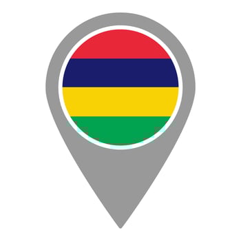 Mauritius flag location pin, flag application, Flag on Location Pin, map pointer, illustration. vector