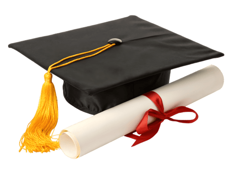 Graduation cap and diploma. Success, education png